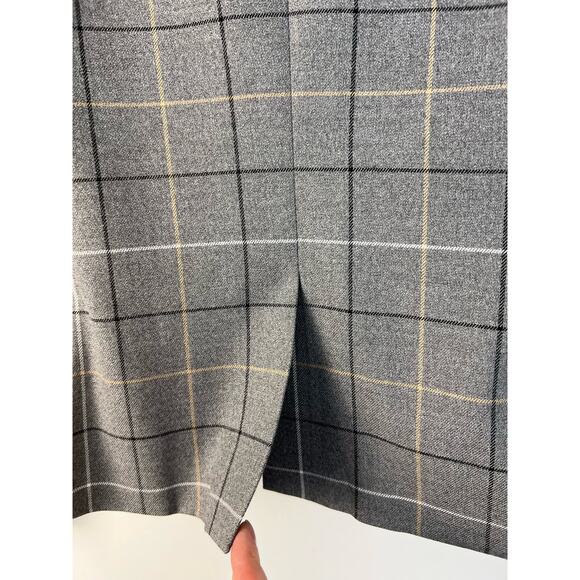 Ann Taylor Blazer Womens 8 Gray Windowpane Plaid Single Breasted Classic - Picture 8 of 11